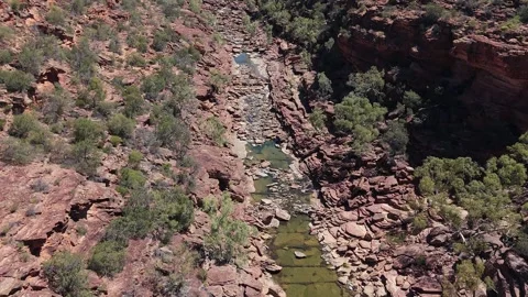 Z Bend Canyon With Murchison River, Kalbarri National Park, Western Australia. Stock Footage 335159893