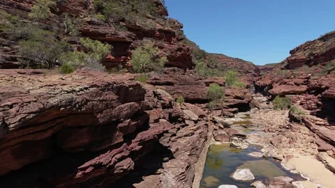 Z Bend Canyon With Murchison River, Kalbarri National Park, Western Australia. Stock-Footage 335163543