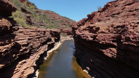 Z Bend Canyon With Murchison River, Kalbarri National Park, Western Australia. Stock-Footage 335164260