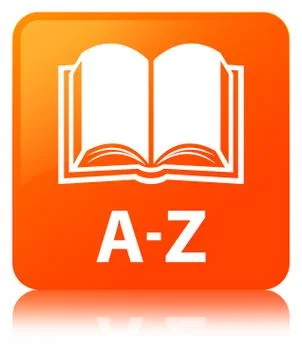 A-Z (book icon) orange square button Stock Illustration