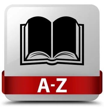 A-Z (book icon) white square button red ribbon in middle Stock Illustration
