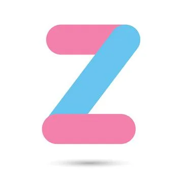Z font vector with blue and pink color on White background, Futuristic font,  Stock Illustration