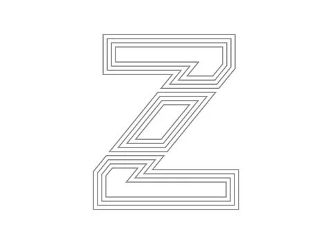 Z font vector.  Condensed thin, Parallel stylize line letter. Thin monochrome Stock Illustration