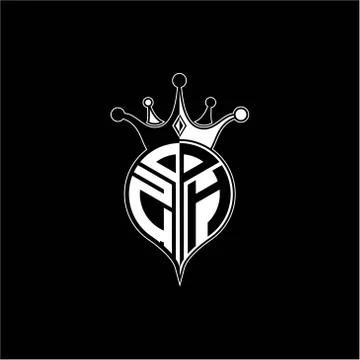 Z H circle monogram logo emblem style with clown crown shape vector decoratio Illustrazione stock