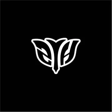 Z H Initials bow arrow, simple modern minimalist design. black and white. Stock Illustration