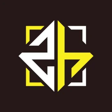 Z H Initials quadrangle monogram with square Stock Illustration