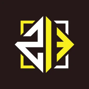 Z I Initials quadrangle monogram with square Illustrazione stock