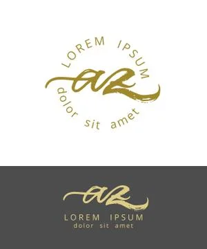 A Z. Initials Monogram Logo Design. Dry Brush Calligraphy Artwork Stock Illustration