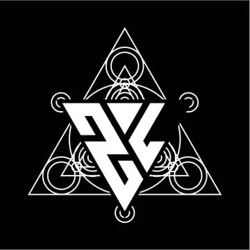 Z L Monogram letter logo with triangle shape design template with sacred geom Stock Illustration
