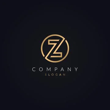Z letter Abstract logo template - circle Z sign vector golden color icon Stock Illustration