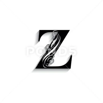 Letter z black flower alphabet beautiful capital Vector Image