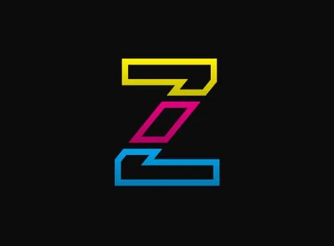 Z letter logo, vector desing font .Dynamic cmyk split blue, pink, yellow colo Stock Illustration
