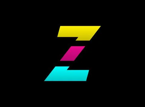 Z letter vector desing, Cmyk color font logo, . Dynamic split blue, pink, yel Stock Illustration