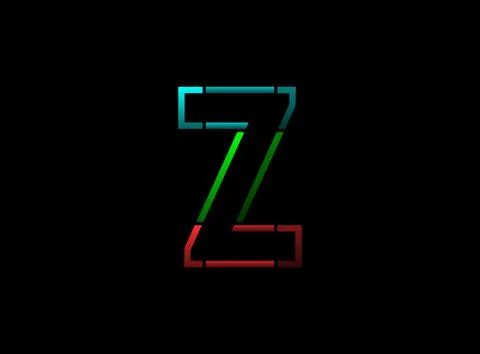 Z letter vector outline stroke desing, font logo. Red, green, blue color on b Stock Illustration