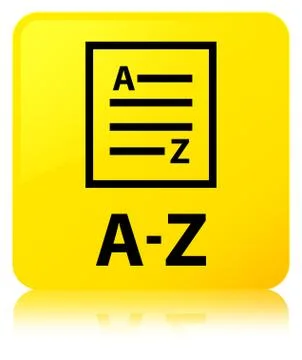 A-Z (list page icon) yellow square button Illustrazione stock