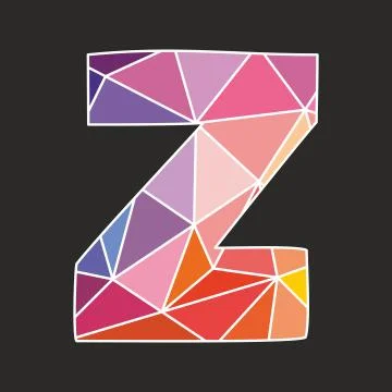 Z low poly alphabet vector letter isolated on black background Stock Illustration