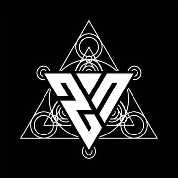 Z N Monogram letter logo with triangle shape design template with sacred geom Stock Illustration