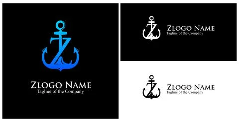 Z nautical letter logo. initial Z custom text in achor logo vector illustration Stock Illustration