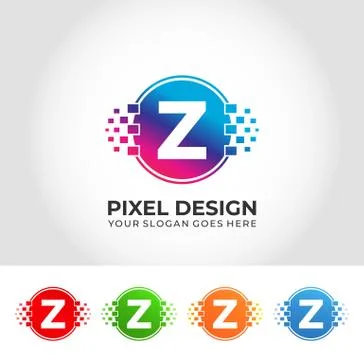 Z Pixel Logo Design Concept Stock Illustration