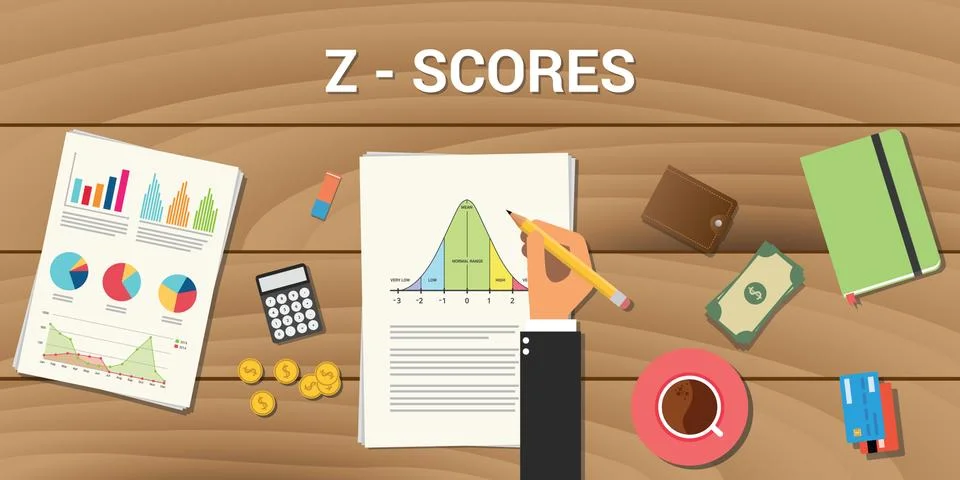 Z-score interactive graph normal distribution Stock Illustration