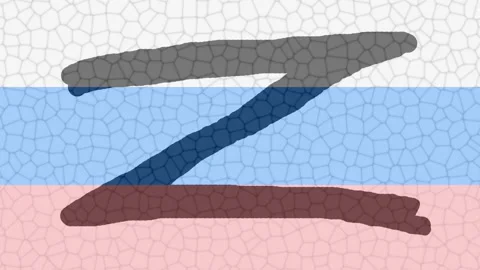 Z symbol Russia flag and cracked texture... | Stock Video | Pond5