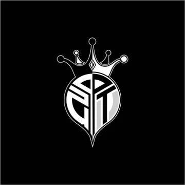Z T circle monogram logo emblem style with clown crown shape vector decoratio Illustrazione stock