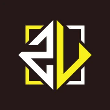 Z U Initials quadrangle monogram with square Stock Illustration