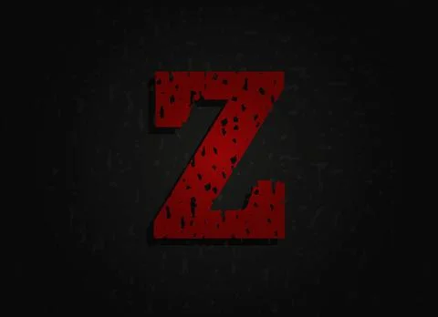 Z vector red letter made of grunge texture. Insane Fear brutal font. Wicked n Stock Illustration