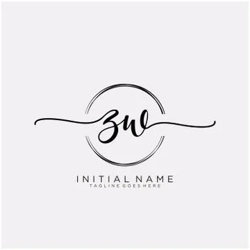 Z W Initial handwriting logo with circle template vector Stock Illustration