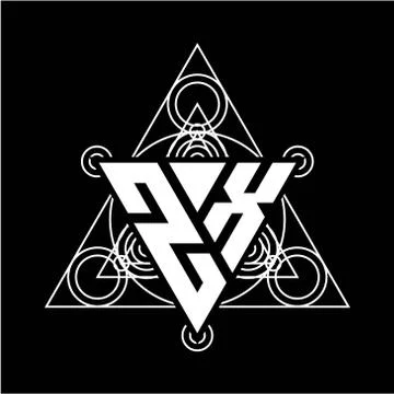 Z X Monogram letter logo with triangle shape design template with sacred geom Illustrazione stock