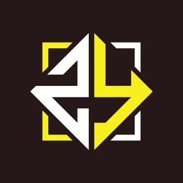 Z Y Initials quadrangle monogram with square Stockillustratie