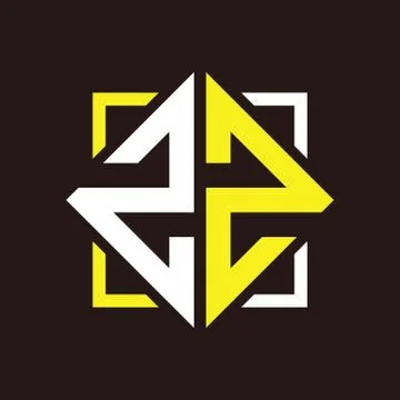 Z Z Initials quadrangle monogram with square Stock Illustration