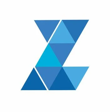 Z, ZL initial geometric polygonal Blue diamond vector illustration and logo Stock Illustration