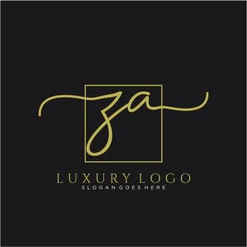 ZA Initial handwriting logo design Stock Illustration