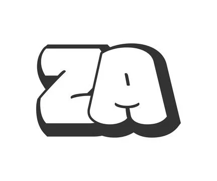 ZA logo, bubble comic lettering, rounded in graffiti style black and white .. イラスト素材