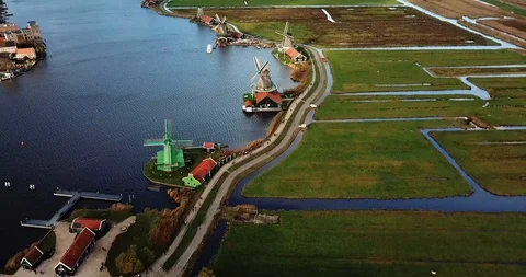 Zaan Schanse Drone Flyover Stock Footage 101141453