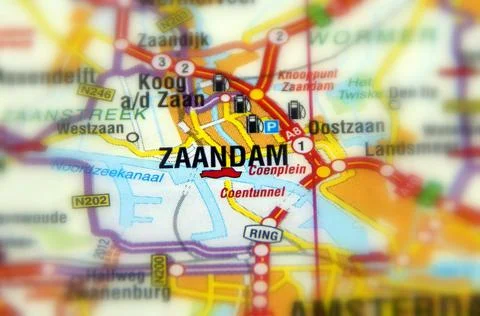 Zaandam on a map Stock Photos