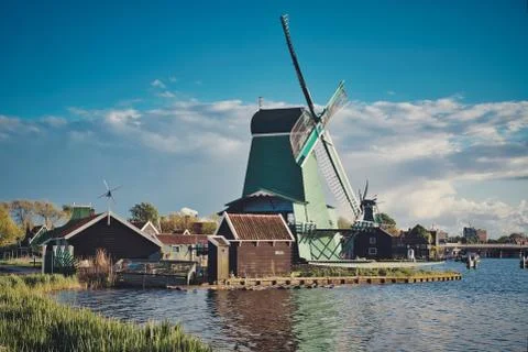 Zaanse Schans &amp; Clouds Stock Photos