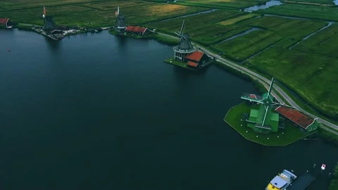 Zaanse Schans Windmills Stock Footage 157297044