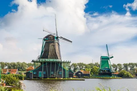 Zaanse Schans Windmills Stock Photos