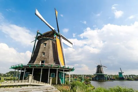 Zaanse Schans Windmills Stock Photos