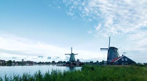 Zaanse Schans Windmills Stock Photos