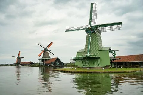 Zaanse Schans windmills Stock Photos