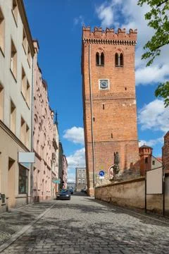 Zabkowice Slaskie, Poland. View of Leaning Tower (Krzywa Wieza) Stock Photos