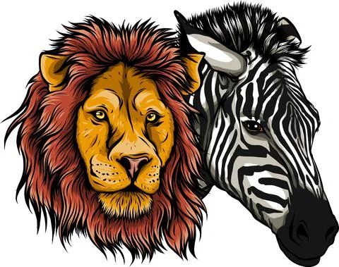 Zabra and lion head vector illustration design Stock Illustration