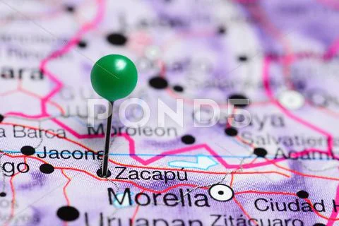 Zacapu pinned on a map of Mexico Stock Photos