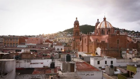 Zacatecas Cathedral at Sunset Stock Footage 83367652