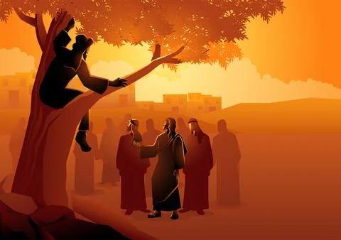 Zacchaeus climbed up into a sycamore tree Stock Illustration