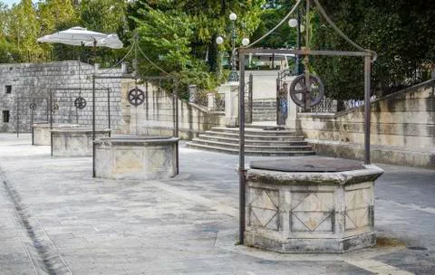 Zadar square of the five wells Stock Photos
