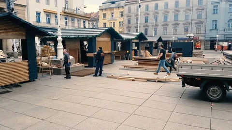 Zagreb advent preparations Stock-Footage 85630810
